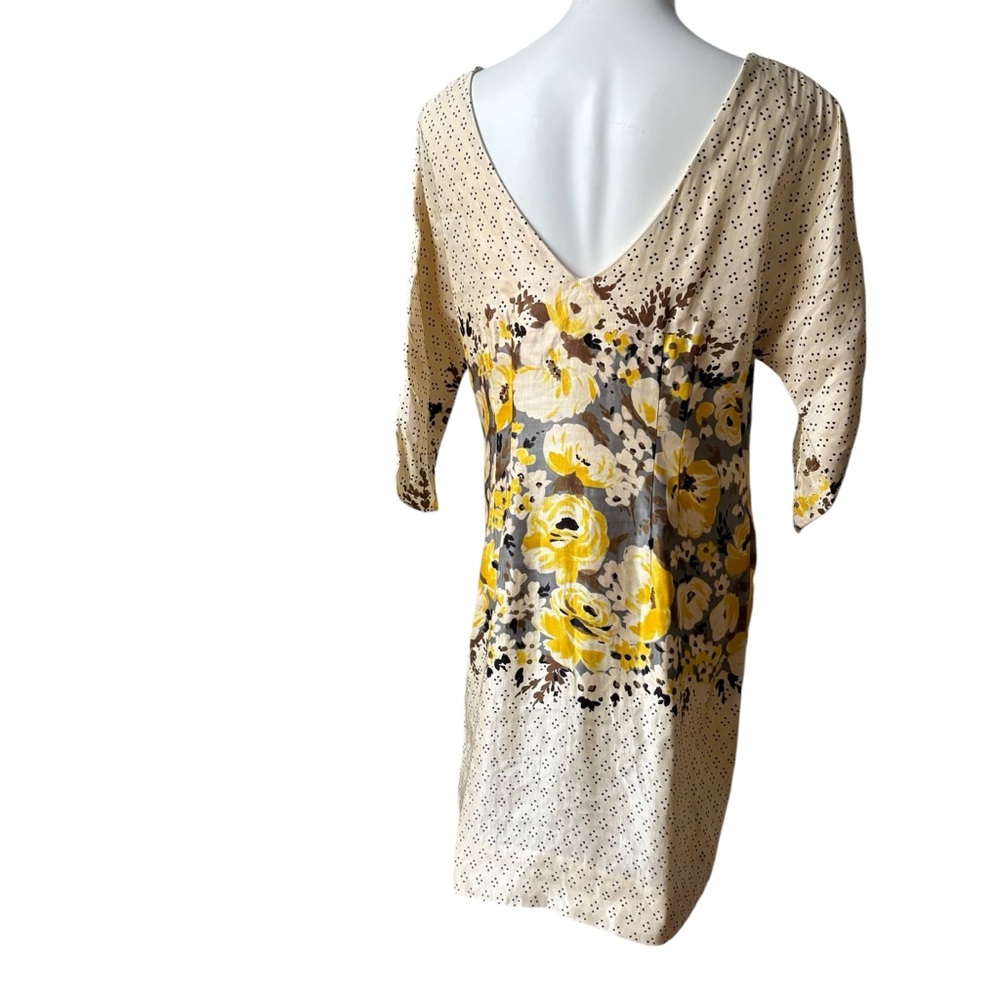 Anthropologie MEADOW RUE Plena Peppered Polka Dot Floral Yellow Shift Dress - Picture 7 of 15